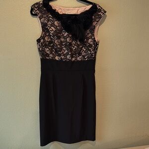 Dressbarn Black and Pink Sleeveless Sheath Mini Dress